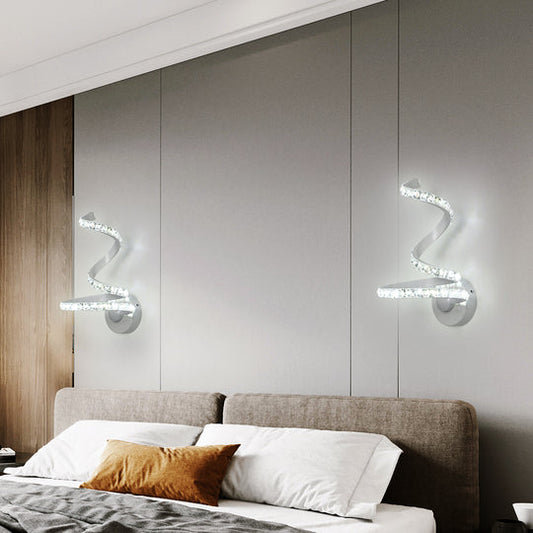 Applique murale en cristal LED 12W: Élégante décoration nordique pour chambre à coucher