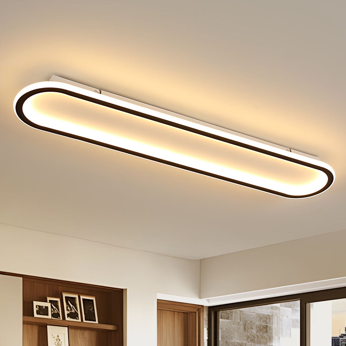 Plafonnier LED Moderne en Forme de Piste Noir et Blanc 80.5x16x5cm - Lumière Chaude 3000K, 68W, 220V