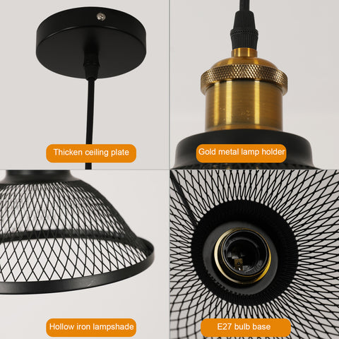 Lampada a sospensione industriale, attacco E27, compatibile con tutte le lampadine E27 (lampadina non inclusa)