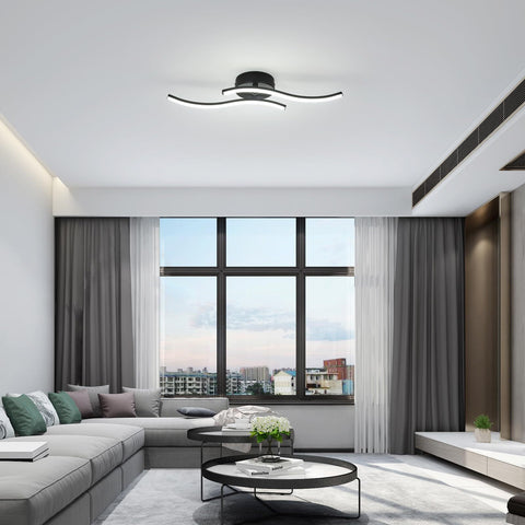Plafoniera LED moderna da 12 W, luce bianca fredda 6500 K, design a 2 barre parallele, 60 x 12 cm, ideale per camera da letto e soggiorno.