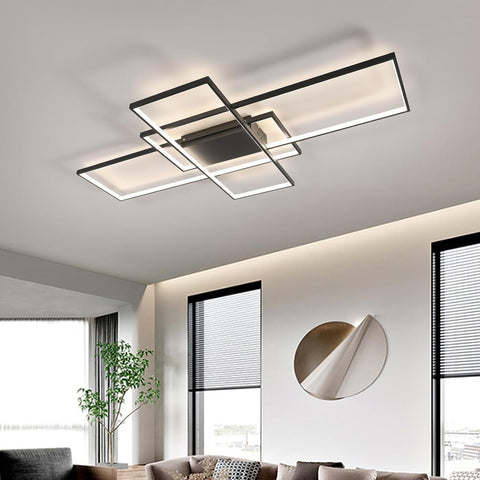 Moderna plafoniera a LED dimmerabile, dimmerabile 3000K-6000K, lampada da soffitto rettangolare per soggiorno, camera da letto, sala da pranzo, ufficio, nero