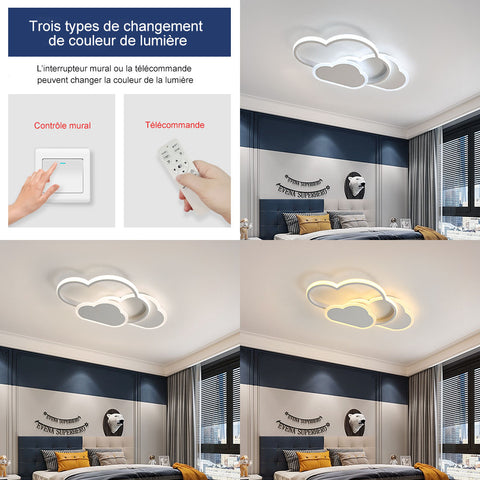 Plafoniera Cloud, Lampada da soffitto a LED creativa 32w con telecomando dimmerabile 3000-6500k 2800lm L42*H6cm, Illuminazione a forma di cartone animato per soggiorno Camera dei bambini Camera dei ragazzi e delle ragazze 