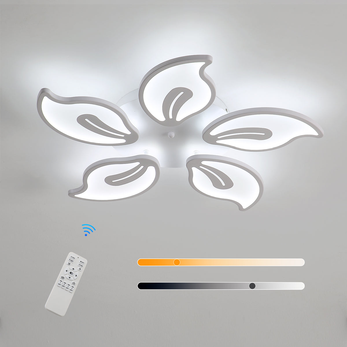 Plafoniera a LED, Plafoniera Moderna Petalo 50W 4500LM, Telecomando Dimmerabile 3000-6500K, Plafoniere Bianche per Soggiorno, Sala da Pranzo, Camera da Letto 