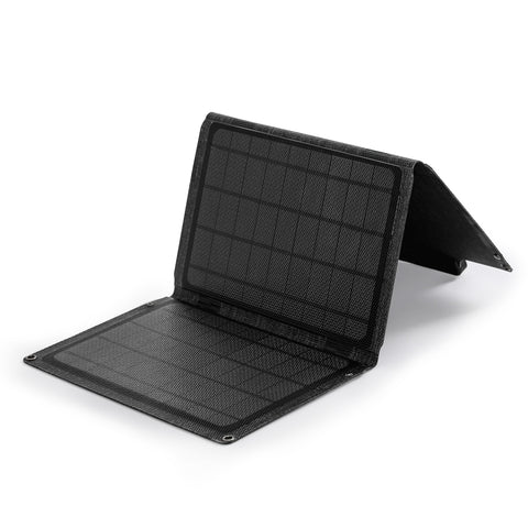 Borsa solare pieghevole leggera in silicio monocristallino nero, sconto del 30%, interfaccia di uscita USB da 21 W.