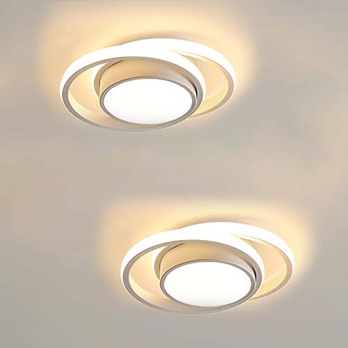 Plafoniera a LED 2 pezzi 32W Design moderno Bianco caldo 3000K Lampada da soffitto rotonda per soggiorno Camera da letto Sala da pranzo Ufficio Bianco 28 cm 