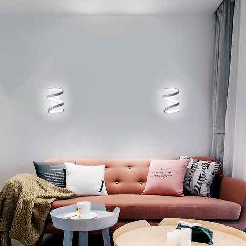 Applique a LED a spirale, moderna lampada da parete da 18 W, bianco freddo 6500 K, per camera da letto, ufficio, corridoio