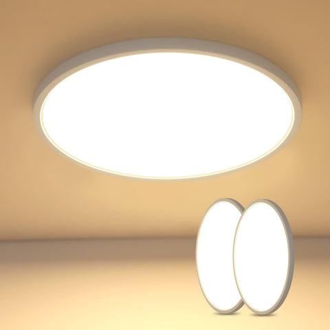 Confezione da 2 plafoniere LED rotonde ultrasottili da 40 cm, 36 W, luce bianca calda 3500 K, PVC, illuminazione moderna per bagno, camera da letto, cucina