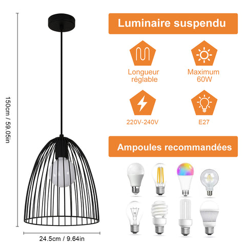 Tableau des tailles de lustre