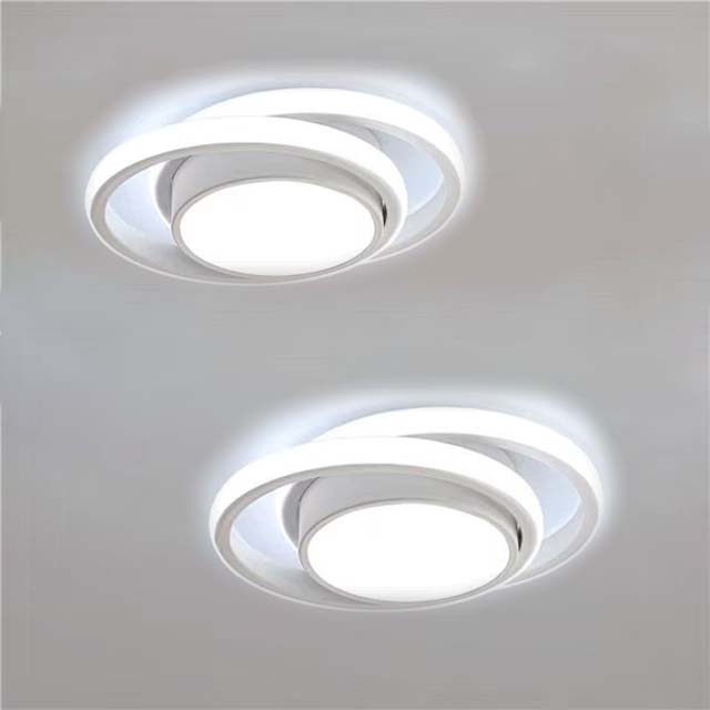 Plafoniera LED 2 pezzi 32W Design moderno Lampada da soffitto rotonda 32W Bianco freddo 6000K per Soggiorno Camera da letto Sala da pranzo Ufficio Bianco 28 cm 