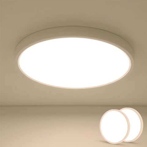2 pezzi Plafoniera LED moderna bianca 30*30*2,5 cm Luce bianca calda 24 W Apparecchio per soggiorno Cucina Camera da letto Bagno
