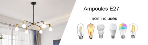 Plafoniera industriale, lampada a sospensione vintage a 6 teste, lampada da soffitto Sputnik in metallo nero e dorato, lampadario per sala da pranzo, soggiorno, senza lampadine 