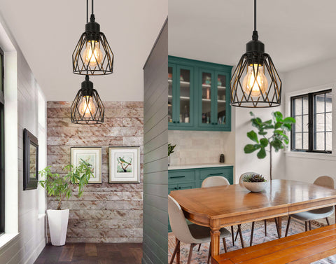 Lampada a sospensione industriale E27, lampada da soffitto industriale nera, massimo 60 W, design creativo a gabbia di ferro, lampadario nero (senza lampadina)