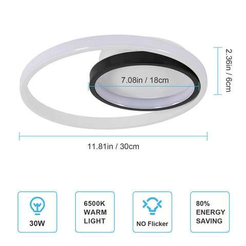 Plafoniera LED tonda in alluminio, plafoniera 30W 6500K