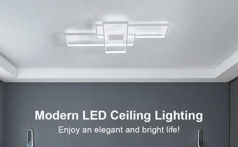 Plafoniera LED da 54 W, design moderno, bianco freddo 6000 K, lampada da soffitto rettangolare per soggiorno, camera da letto, sala da pranzo, ufficio, bianco
