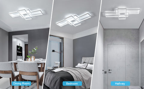 Plafoniera LED da 54 W, design moderno, bianco freddo 6000 K, lampada da soffitto rettangolare per soggiorno, camera da letto, sala da pranzo, ufficio, bianco