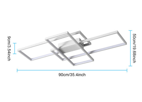 Plafoniera LED da 54 W, design moderno, bianco freddo 6000 K, lampada da soffitto rettangolare per soggiorno, camera da letto, sala da pranzo, ufficio, bianco