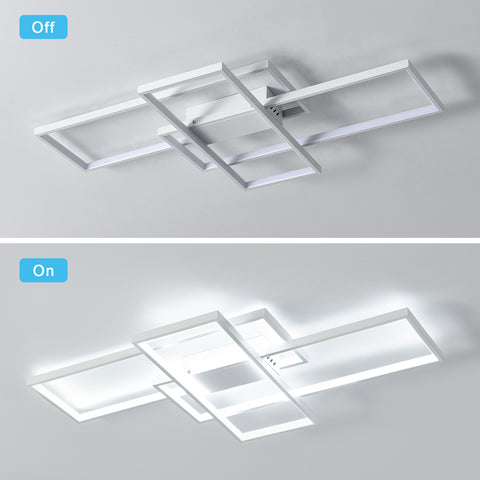 Plafoniera LED da 54 W, design moderno, bianco freddo 6000 K, lampada da soffitto rettangolare per soggiorno, camera da letto, sala da pranzo, ufficio, bianco