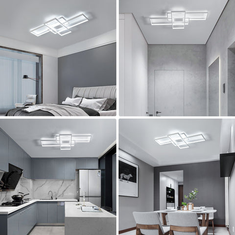 Plafoniera LED da 54 W, design moderno, bianco freddo 6000 K, lampada da soffitto rettangolare per soggiorno, camera da letto, sala da pranzo, ufficio, bianco