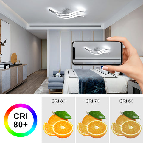 Plafoniera moderna a LED Wave da 52 cm - 3 lampade in alluminio argento, 24 W, luce bianca 6500 K, 220 V, CRI 80+, installazione versatile