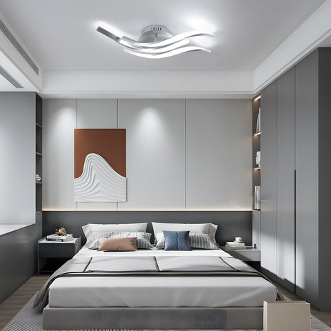 Plafoniera moderna a LED Wave da 52 cm - 3 lampade in alluminio argento, 24 W, luce bianca 6500 K, 220 V, CRI 80+, installazione versatile
