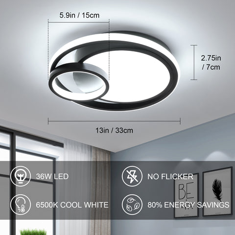 Moderna plafoniera a LED da 36 W, risparmio energetico dell'80%, senza sfarfallio, design elegante con paralume in acrilico traslucido, ideale per soggiorno e bagno.