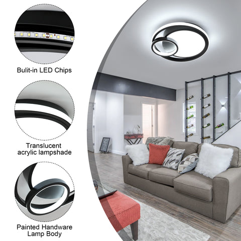 Moderna plafoniera a LED da 36 W, risparmio energetico dell'80%, senza sfarfallio, design elegante con paralume in acrilico traslucido, ideale per soggiorno e bagno.
