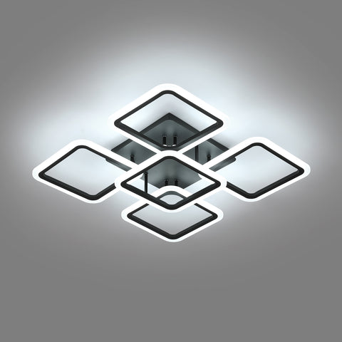 Plafoniera moderna a LED in acrilico quadrato - Nero 4 teste, 600*600, 61W, lampadario a soffitto luce bianca 6500K, illuminazione perimetrale - p
