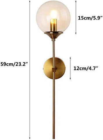 Lampada da parete moderna nordica in vetro E14 Lampada da parete a sfondo LED oro per cucina Bagno Apparecchio di illuminazione per interni Decorazioni per la casa (Grigio fumé)