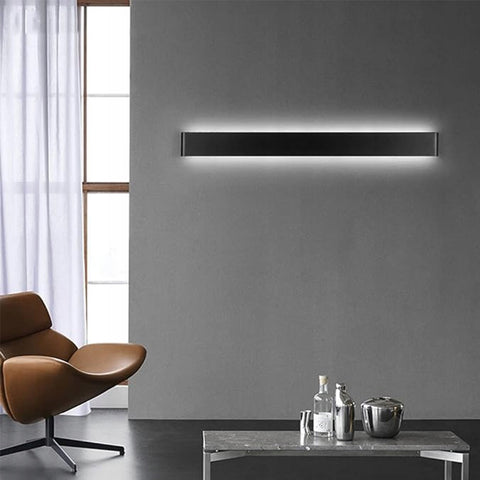 Applique moderna a LED in metallo nero e alluminio, 91 cm, illuminazione, luce bianca, 30 W, per soggiorno