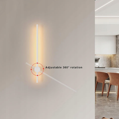 Barra luminosa da parete a LED in alluminio, forma bianca, 60 cm, bianco caldo 12 W, per soggiorno, camera da letto