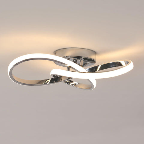 Plafoniera LED in alluminio a forma di trifoglio - Argento, 40*12 cm, luce calda 3000 K, 38 W - Ideale per soggiorno, camera da letto, cucina e corridoio
