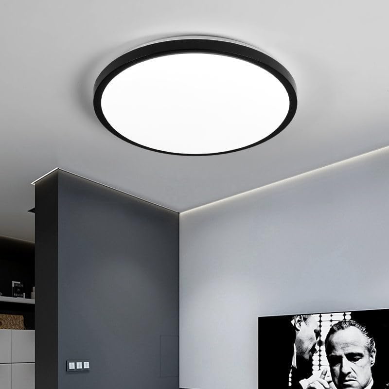 Plafoniera a LED, 24W 2000LM Luce Bianca Fredda 6500K Lampada da Soffitto Rotonda Impermeabile IP54, Plafoniera a LED per Bagno Soggiorno Camera da Letto Cucina 