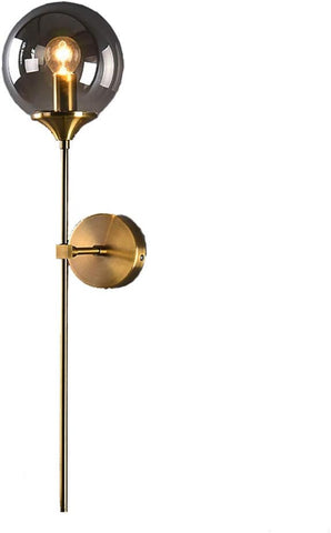 Lampada da parete moderna nordica in vetro E14 Lampada da parete a sfondo LED oro per cucina Bagno Apparecchio di illuminazione per interni Decorazioni per la casa (Grigio fumé)