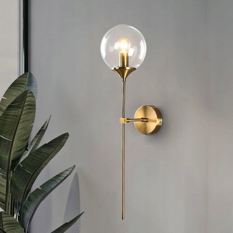 Applique da parete, oro, metallo e vetro, 60*15*15 cm, attacco E14 (senza lampadina), per corridoio camera da letto