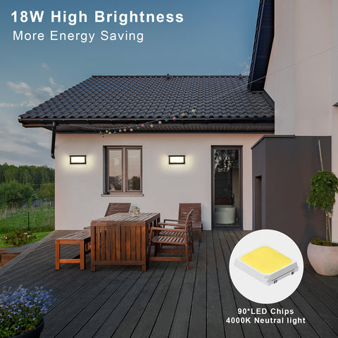Applique LED da esterno IP65, impermeabile e resistente alle intemperie, luce neutra 4000K da 18 W, facile da installare, design moderno