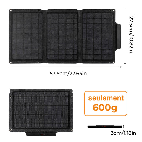 Borsa solare pieghevole leggera in silicio monocristallino nero, sconto del 30%, interfaccia di uscita USB da 21 W.