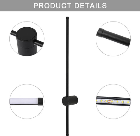 Lampada da parete moderna a LED a forma di linea Girevole a 360 ° Bianco caldo 3000K per soggiorno, camera da letto, corridoio, ingresso Nero 100 cm