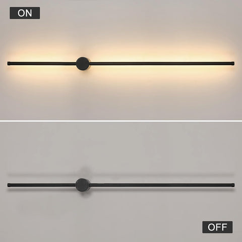 Lampada da parete moderna a LED a forma di linea Girevole a 360 ° Bianco caldo 3000K per soggiorno, camera da letto, corridoio, ingresso Nero 100 cm