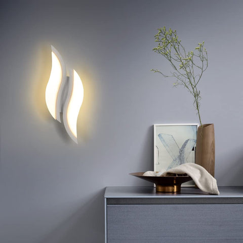 Applique da parete a LED per interni, moderna lampada da parete 20W 2300LM, lampada da parete in acrilico per soggiorno, camera da letto, scale, luce bianca calda 3000K, colore bianco