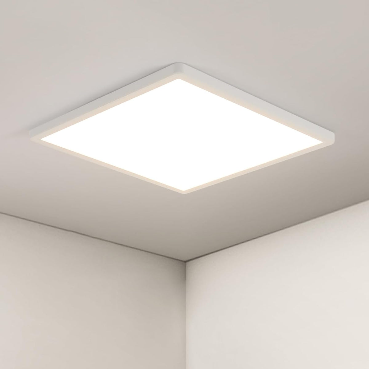 Plafonnier LED Ultra-fin Moderne - Carré 30cm, Blanc, 36W, Lumière Neutre 5000K