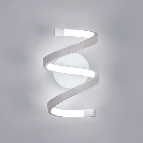 Applique a LED a spirale, moderna lampada da parete da 18 W, bianco freddo 6500 K, per camera da letto, ufficio, corridoio
