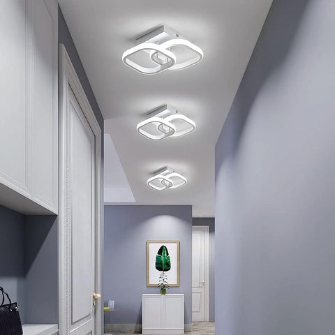 Plafoniera a LED da 24 W, design moderno, lampada da soffitto a cerchio quadrato per cucina, sala da pranzo, camera da letto, corridoio, ingresso, balcone, confezione da 2, bianco freddo 6000 K. 