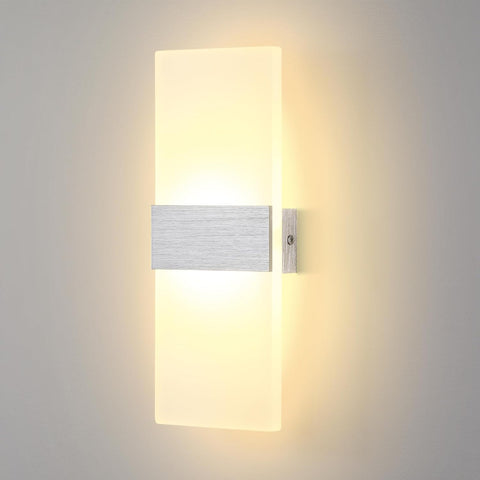 Applique Murale LED Intérieur, 12W Lampe Murale en Aluminium et Acrylique Design