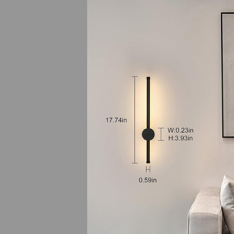 Lampada da parete moderna a LED a forma di linea Girevole a 360 ° Bianco caldo 3000K per soggiorno, camera da letto, corridoio, ingresso Nero 40 cm