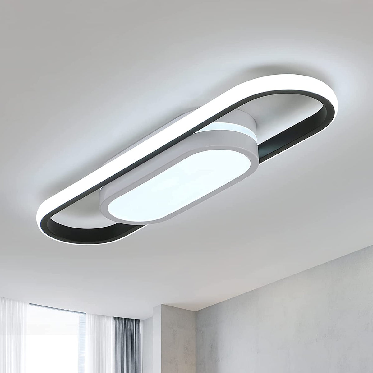 Plafoniera LED, plafoniera ovale in alluminio, plafoniera semplice da 23W, luce bianca 6500K