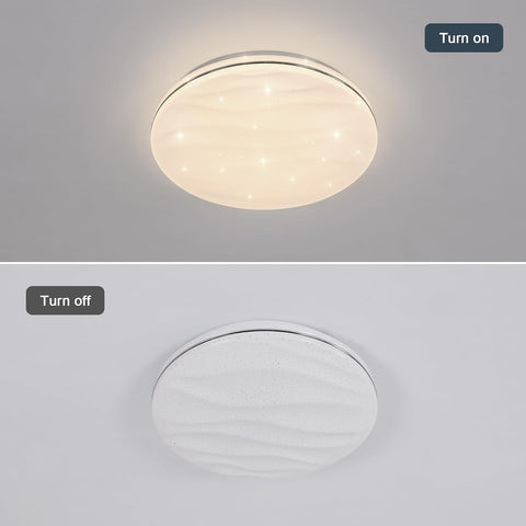 Plafoniera a Led Stellata, Lampada da Soffitto 24W per Cameretta Bambini Bianco Neutro 4000K, Lampadario a Led Plafoniera Moderna Rotonda per Cucina Corridoio Camera da Letto Bagno