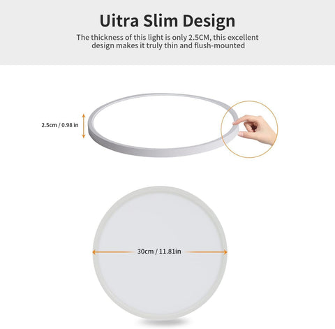 Plafoniera LED Ø30cm 24W 2160LM Lampada da soffitto IP44 LED Plafoniera da bagno per camera da letto, bagno, cucina, corridoio, balcone 4500K Luce bianca neutra