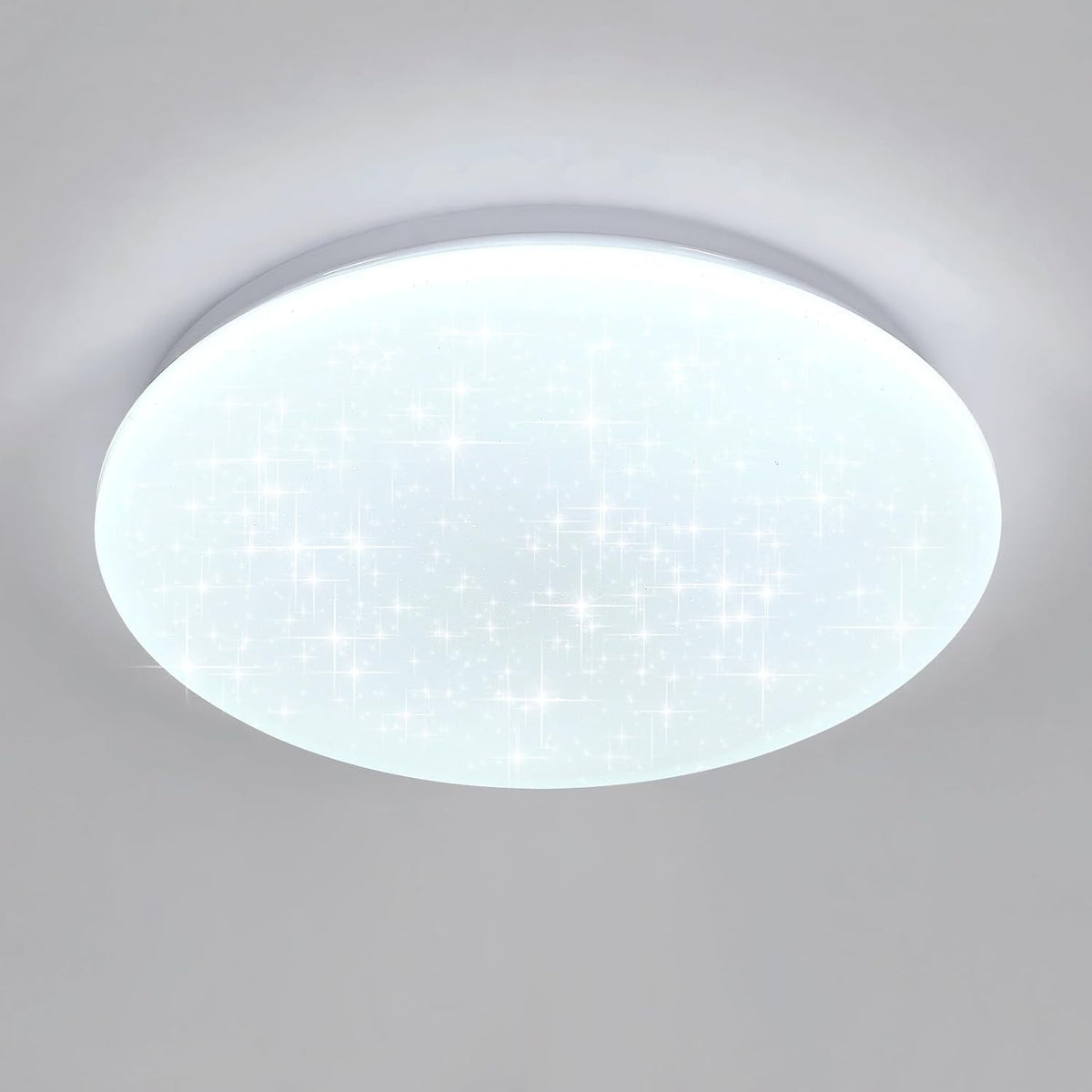 Plafoniera, Plafoniera Rotonda da 24W con Effetto Stella, Lampadario a LED Plafoniera Moderna per Cucina Camera da Letto per Bambini Corridoio Camera da Letto Bagno, Bianco Freddo 6500K