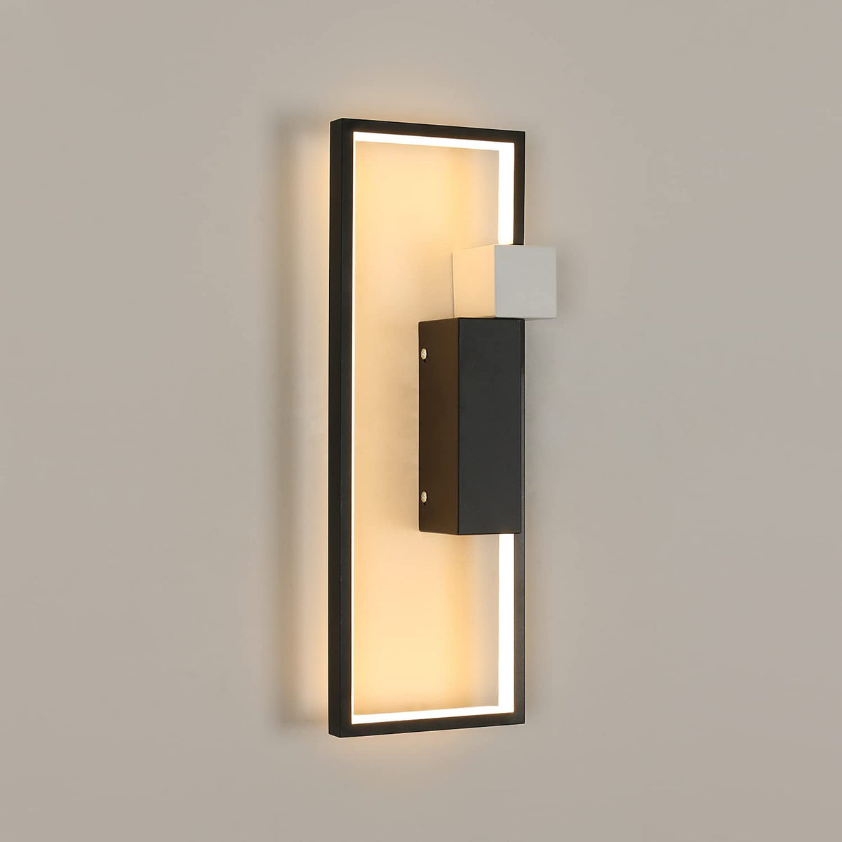 Lampada da parete a LED per interni, design geometrico creativo nero 15W 1200LM, lampada da parete moderna in acrilico bianco caldo 3000K per soggiorno, camera da letto, corridoio, scale