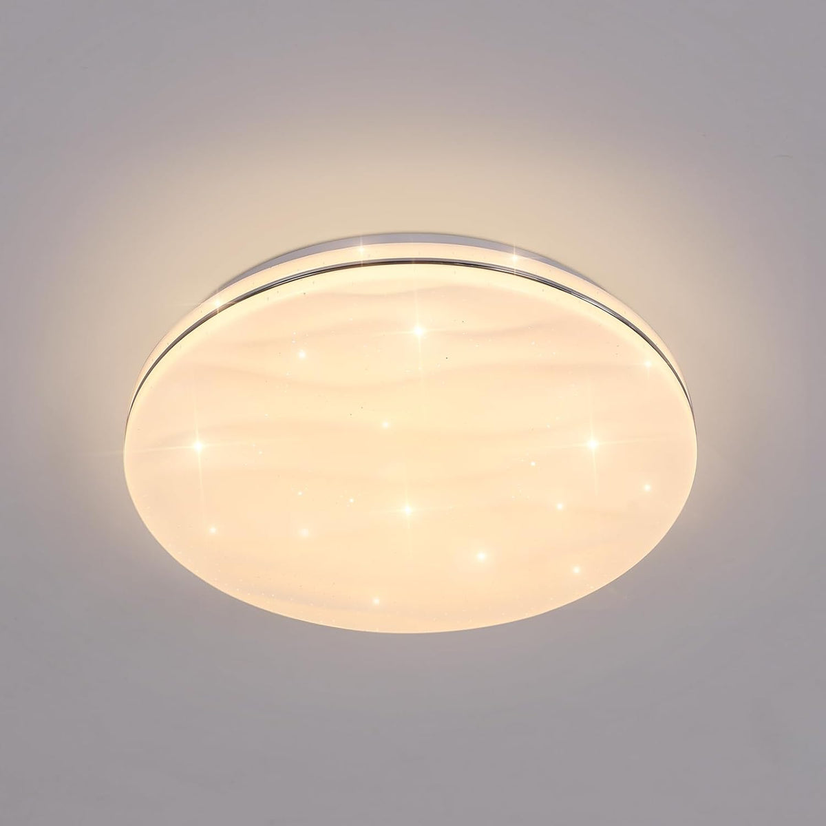 Plafoniera a Led Stellata, Lampada da Soffitto 24W per Cameretta Bambini Luce Calda 3000K, Lampadario a Led Plafoniera Moderna Rotonda per Cucina Corridoio Camera da Letto Bagno